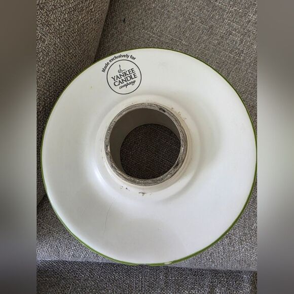 Yankee Candle Large Jar Shade & Plate Queen Anne Flowers Bees Etched Flaws - Picture 12 of 15